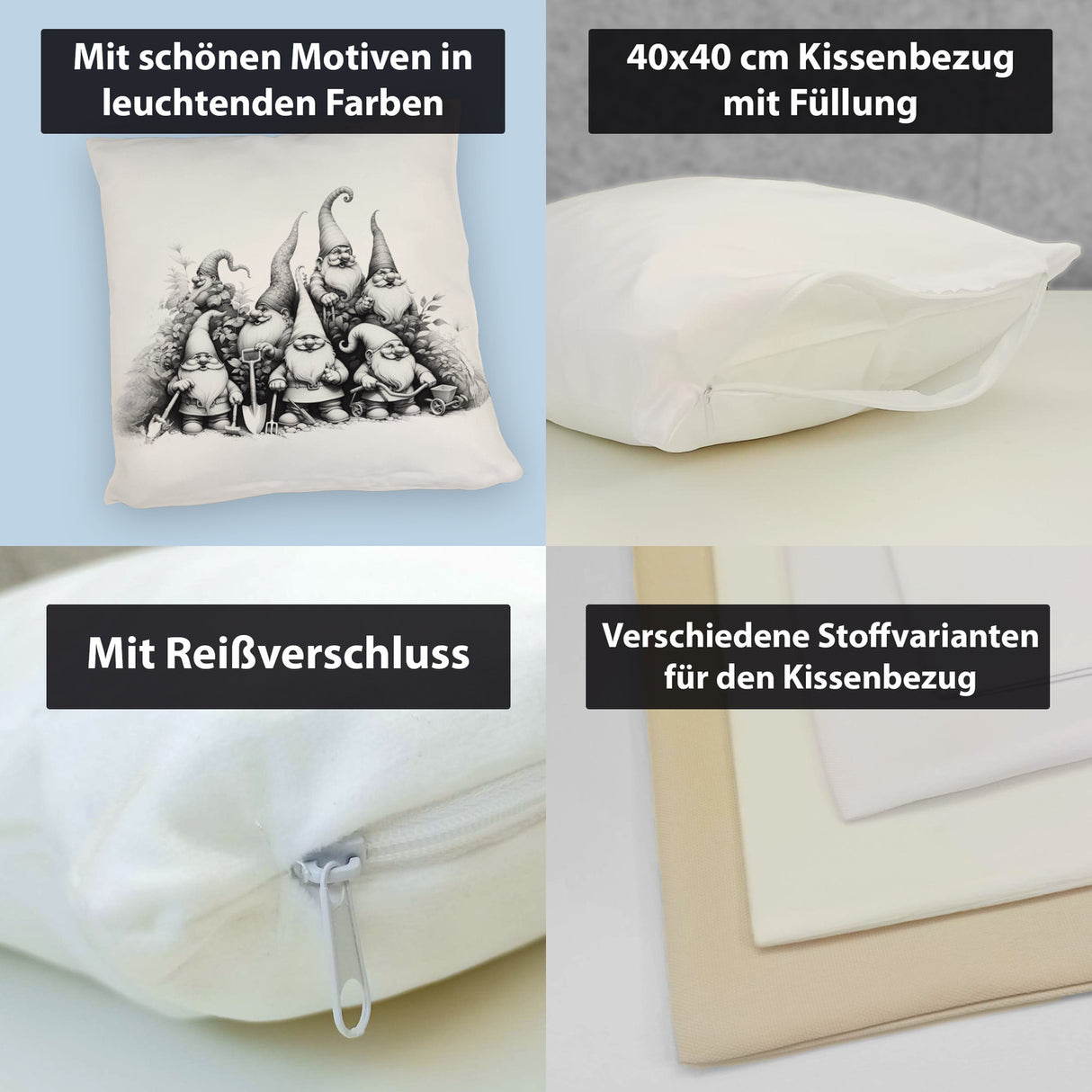 Lustige Gartenzwerge Kissen
