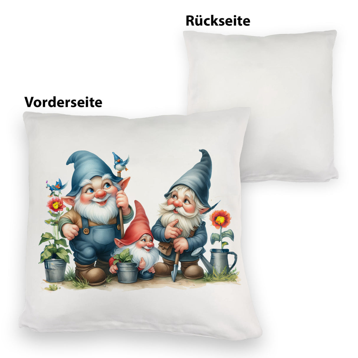 Drei lustige Gartenzwerge Kissen
