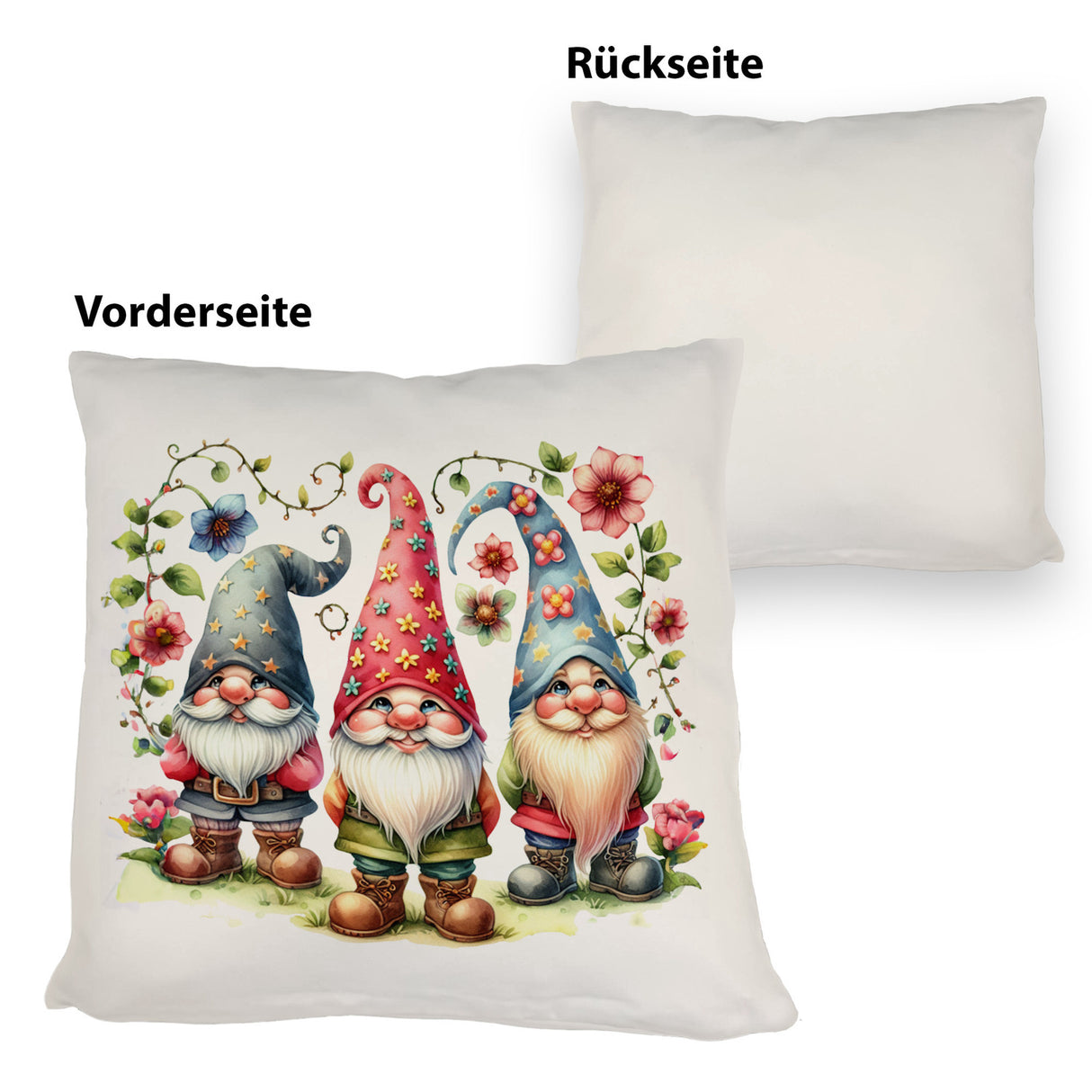 Drei lustige Gartenzwerge Kissen