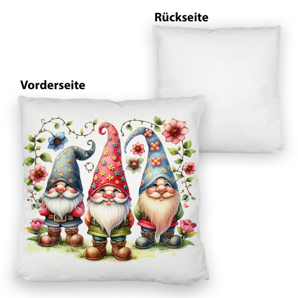 Drei lustige Gartenzwerge Kissen