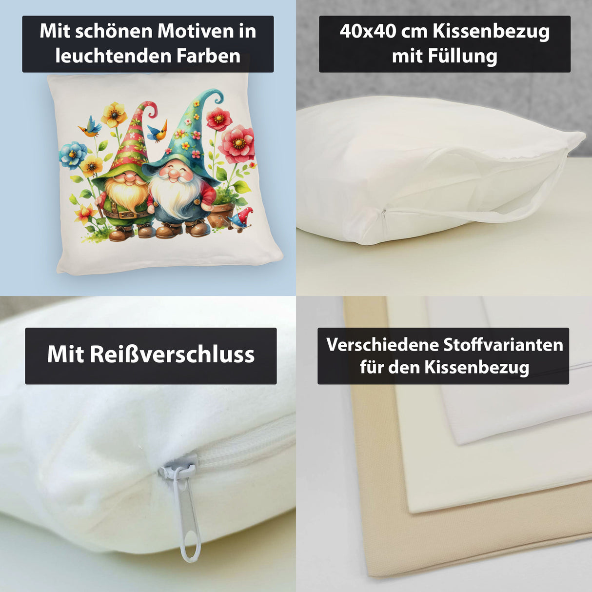 Süße Gartenzwerge Kissen