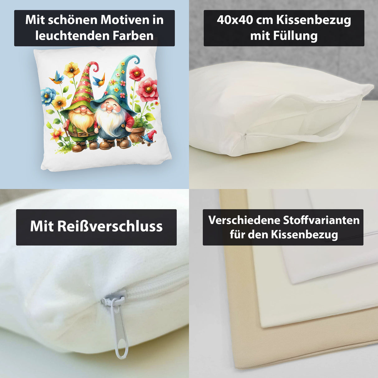 Süße Gartenzwerge Kissen