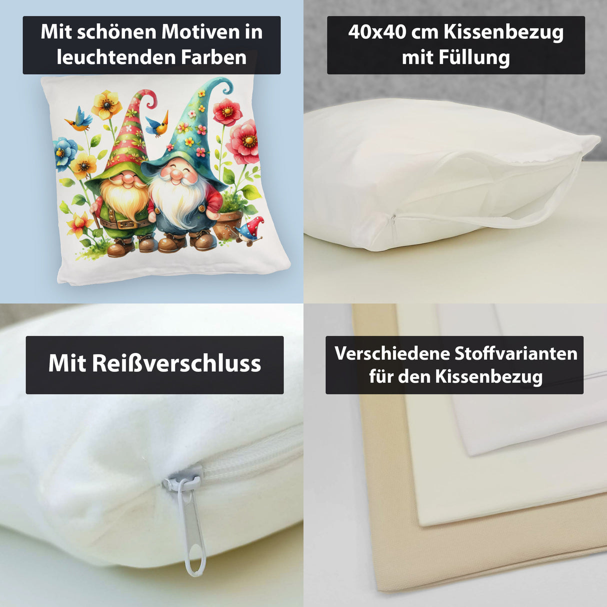 Süße Gartenzwerge Kissen