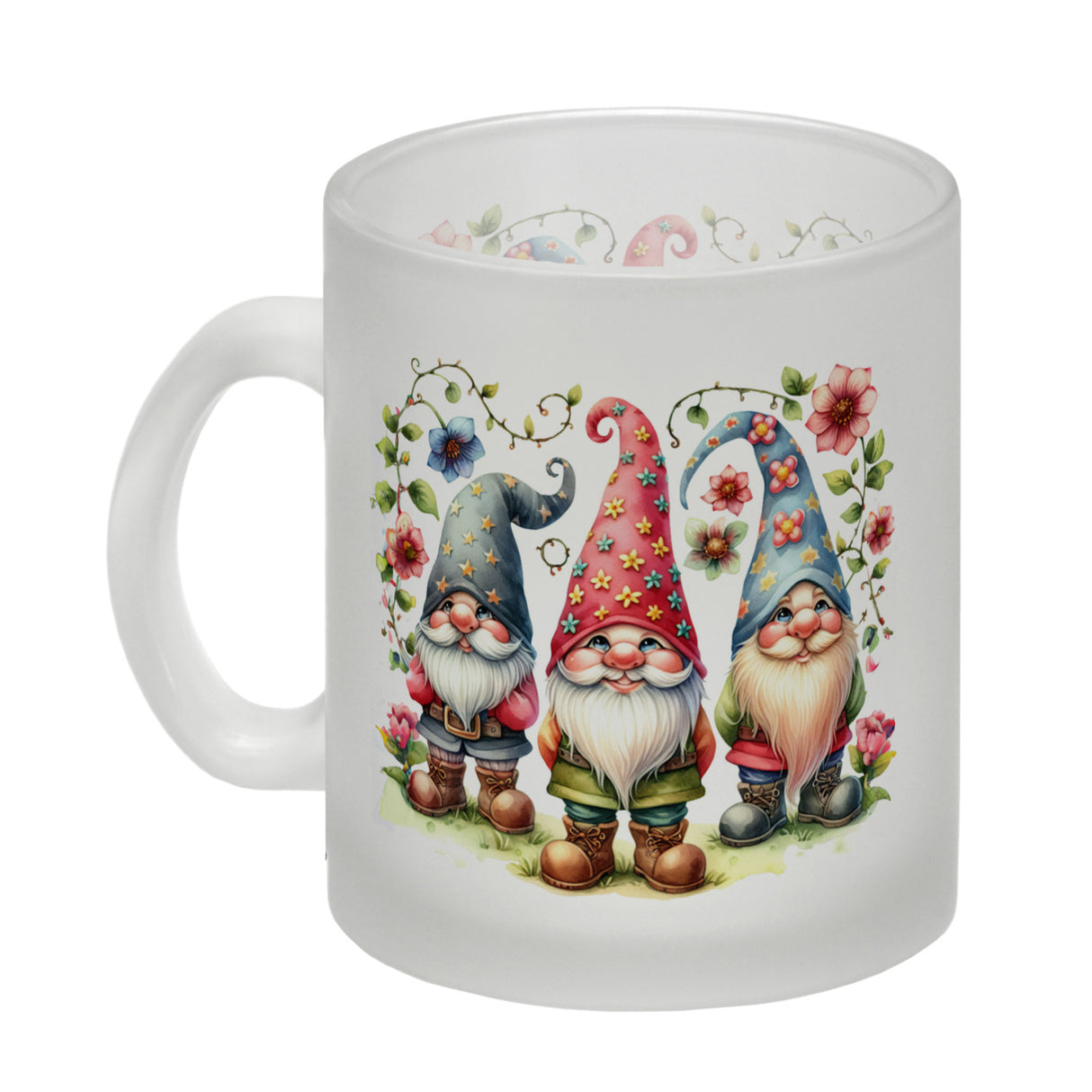 Gartenzwerge mit Blumen Kaffeebecher