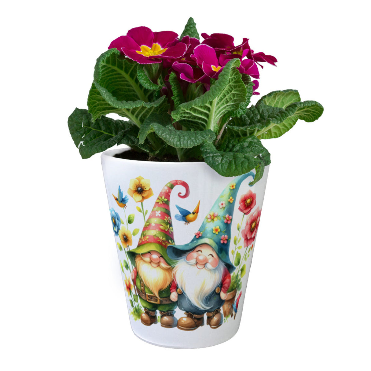Gartenzwerge mit Blumen Blumentopf