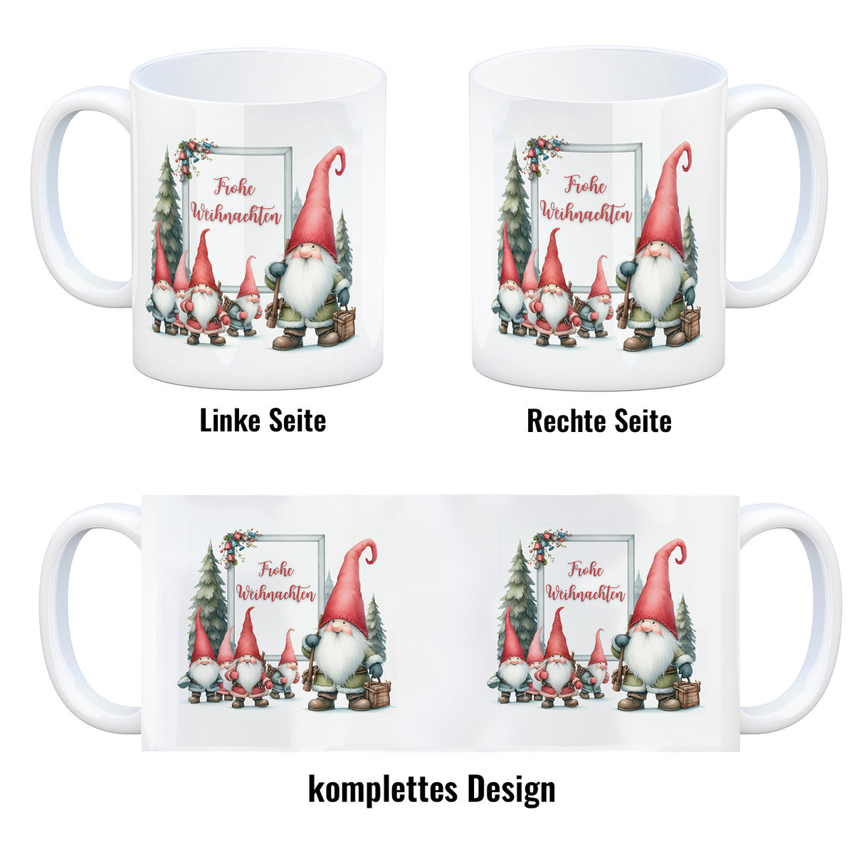Weihnachts Kobolde Kaffeebecher mit Spruch Frohe Weihnachten