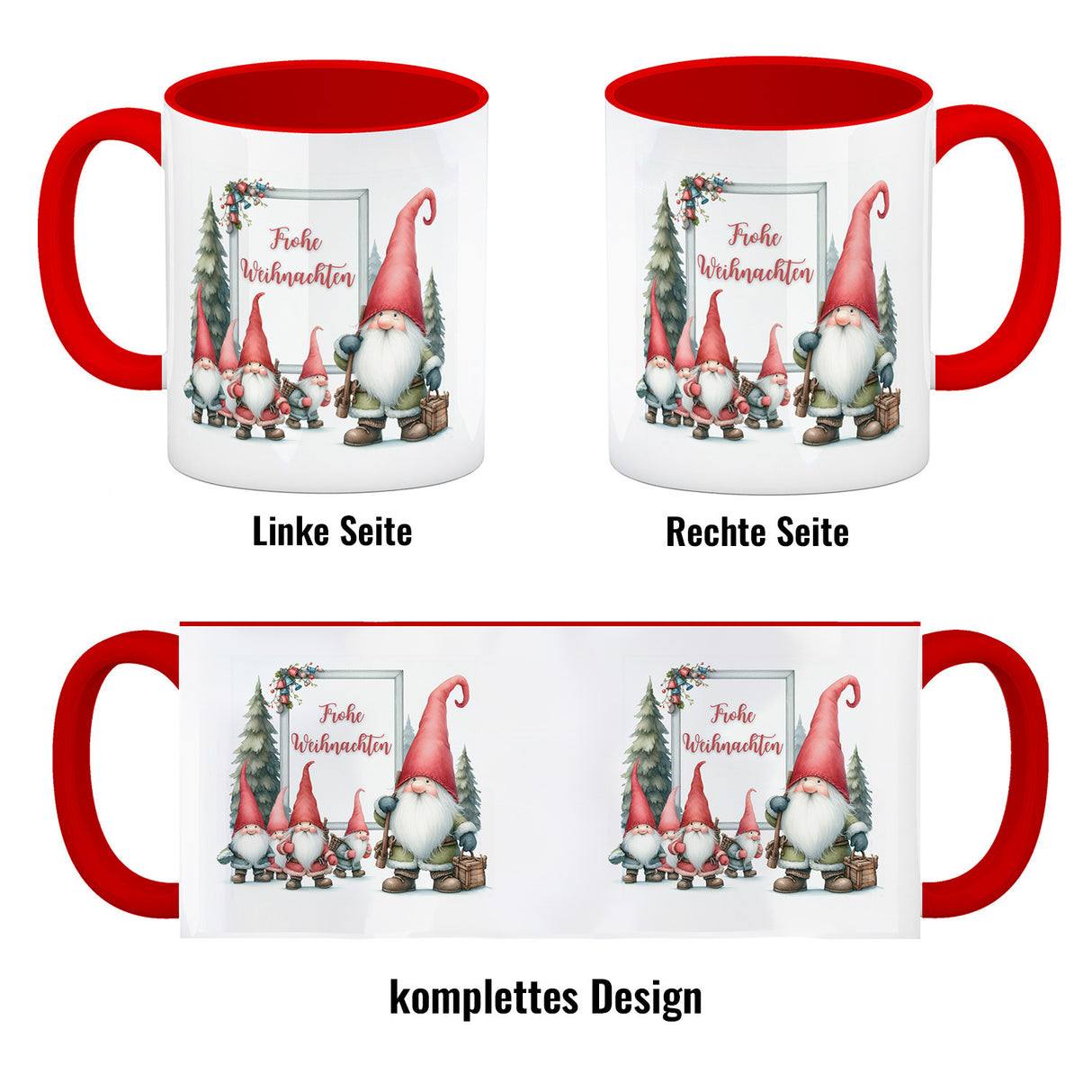 Weihnachts Kobolde Kaffeebecher mit Spruch Frohe Weihnachten