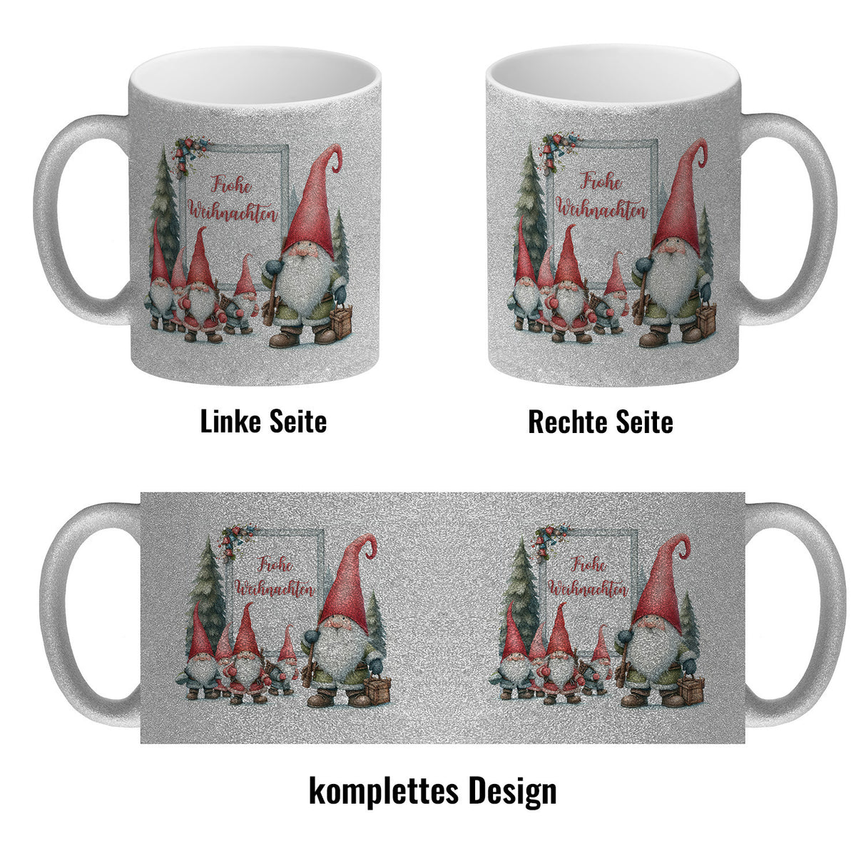 Weihnachts Kobolde Kaffeebecher mit Spruch Frohe Weihnachten
