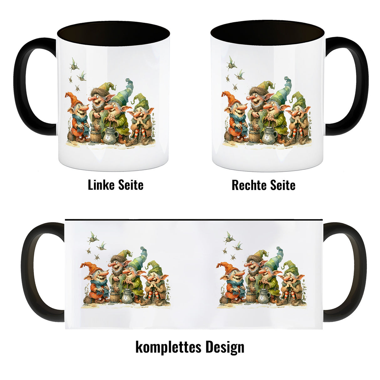Lustige Kobolde mit bunten Mützen Kaffeebecher