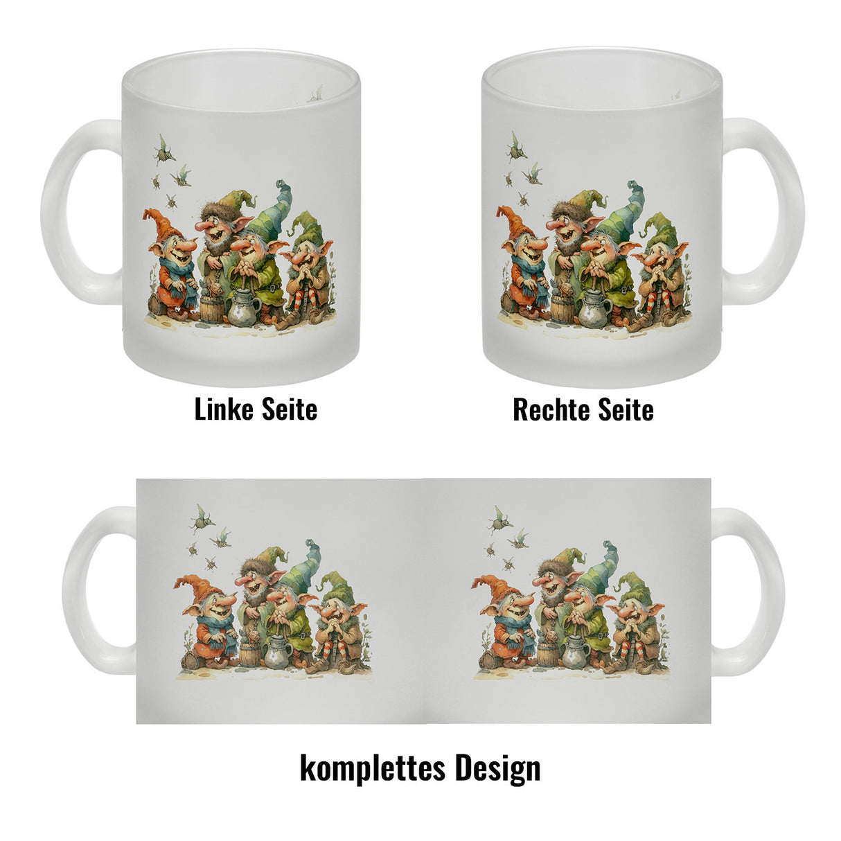 Lustige Kobolde mit bunten Mützen Kaffeebecher