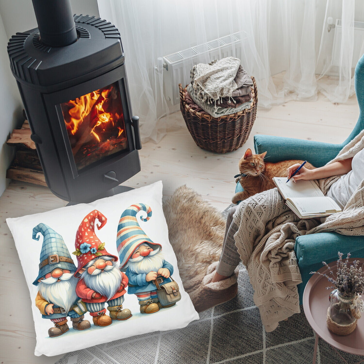 Kobolde mit bunten Mützen Kissen