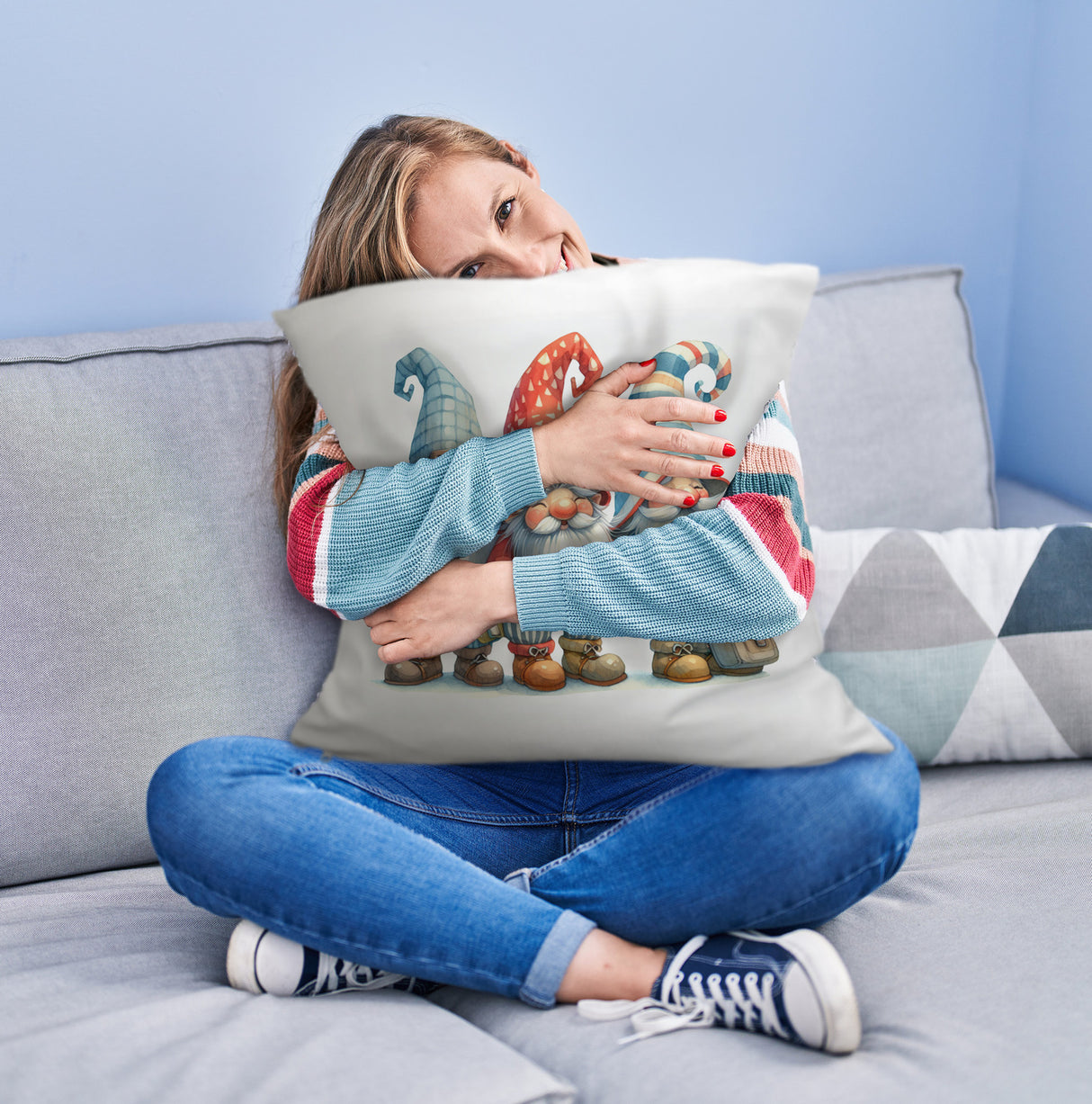 Kobolde mit bunten Mützen Kissen