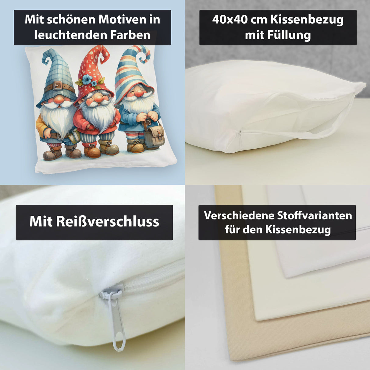 Kobolde mit bunten Mützen Kissen