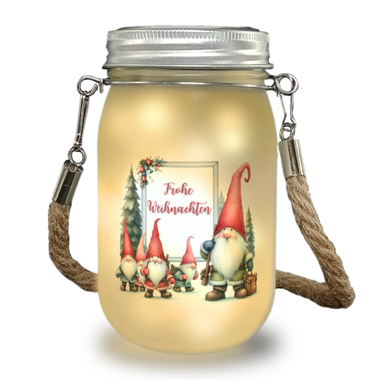 Weihnachts Kobolde Solarlicht mit Spruch Frohe Weihnachten