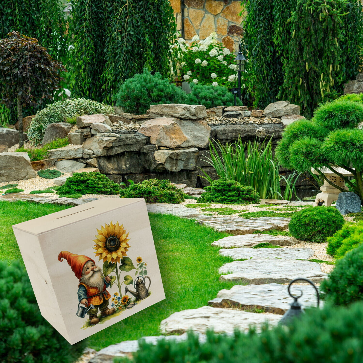 Gartenzwerg mit Gießkanne Spardose