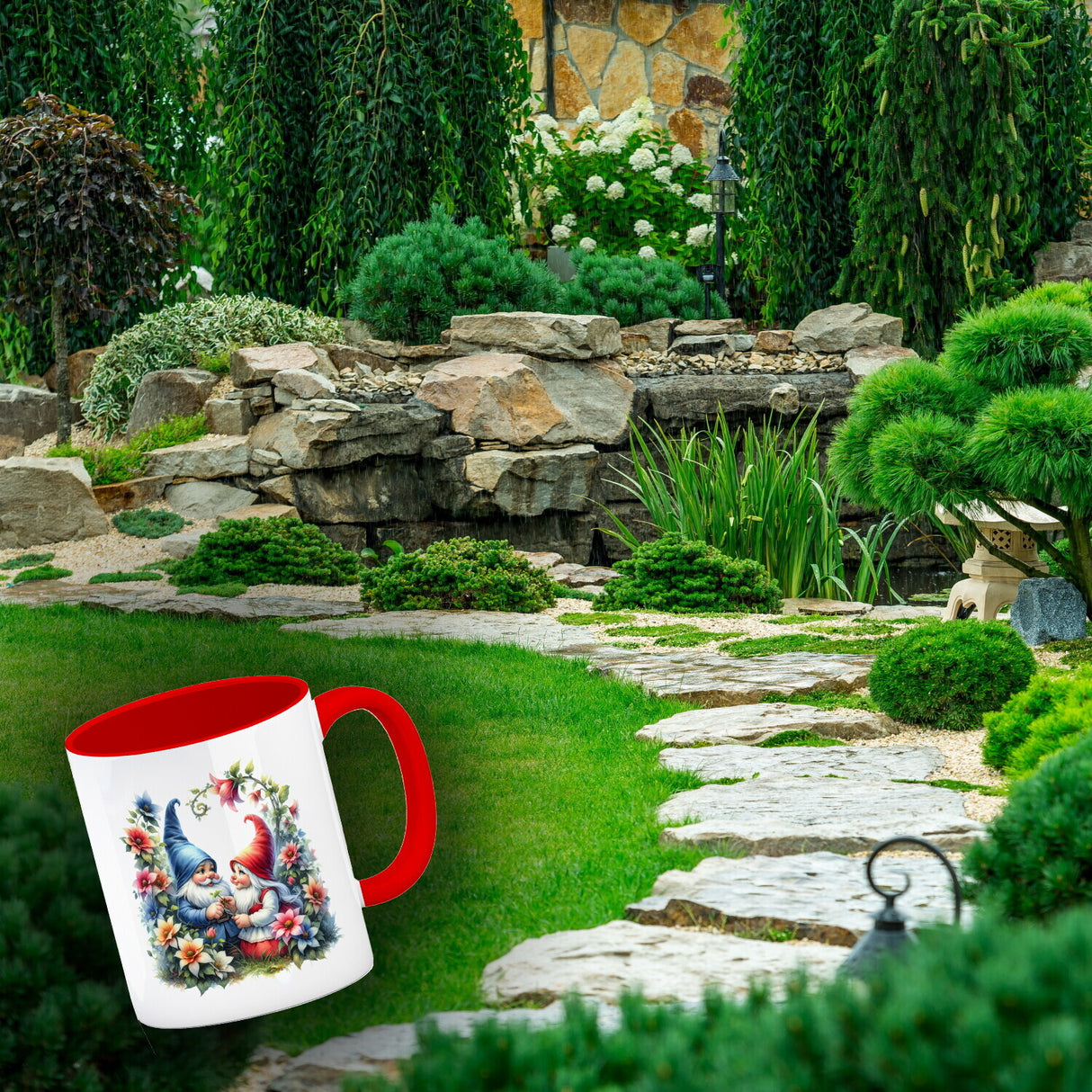 Verliebte Gartenzwerge Kaffeebecher