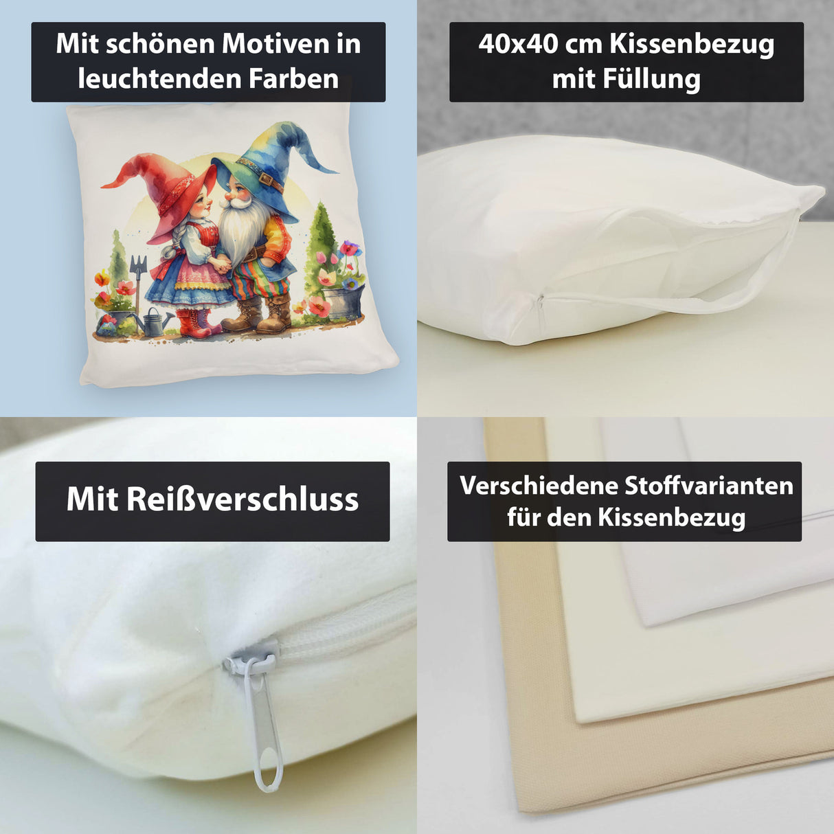 Verliebte Gartenzwerge im Garten Kissen