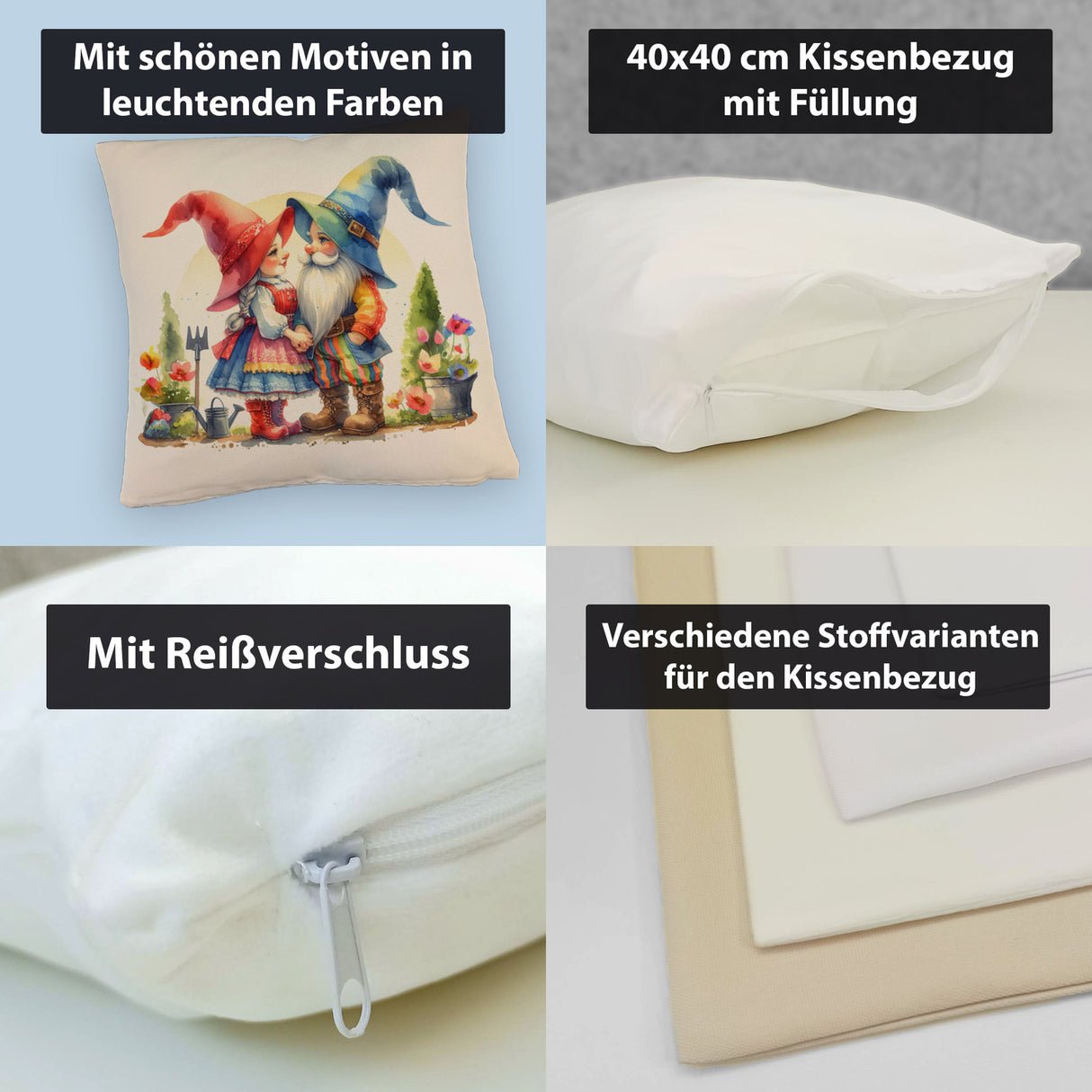 Verliebte Gartenzwerge im Garten Kissen