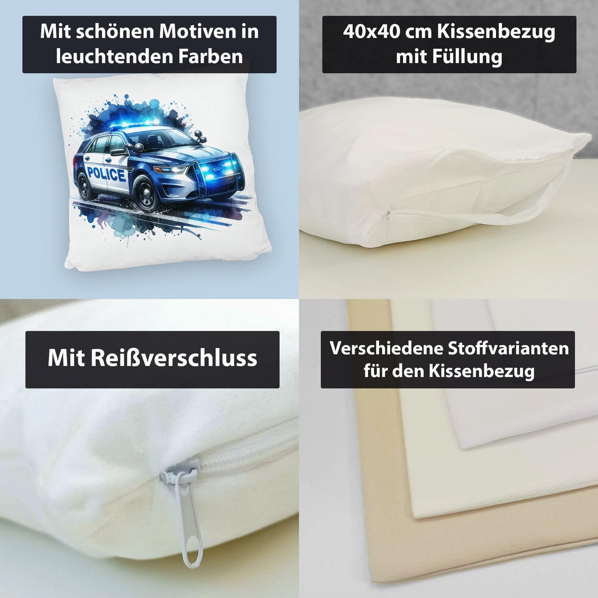 Polizeiauto im Einsatz Kissen