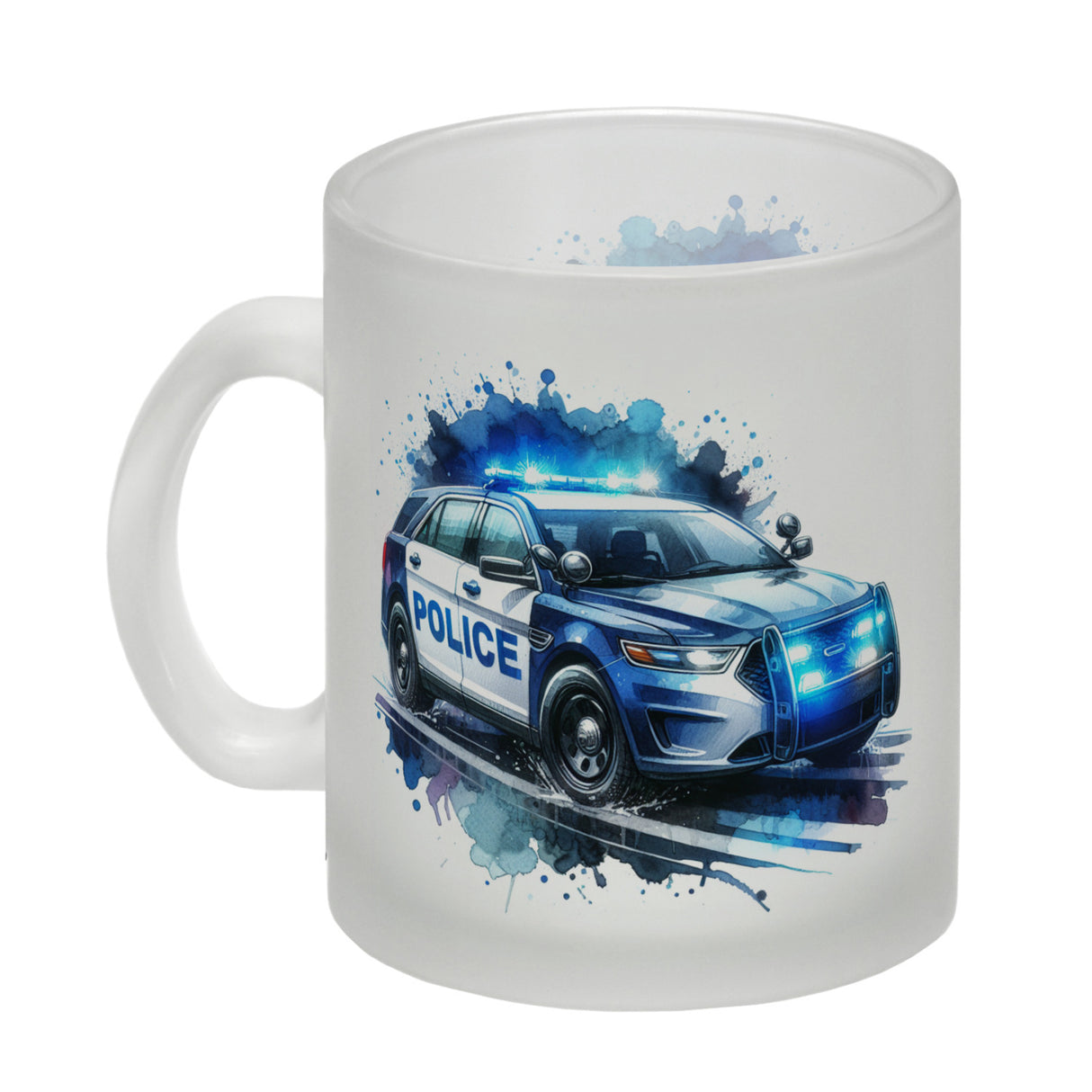 Polizeiauto im Einsatz Kaffeebecher