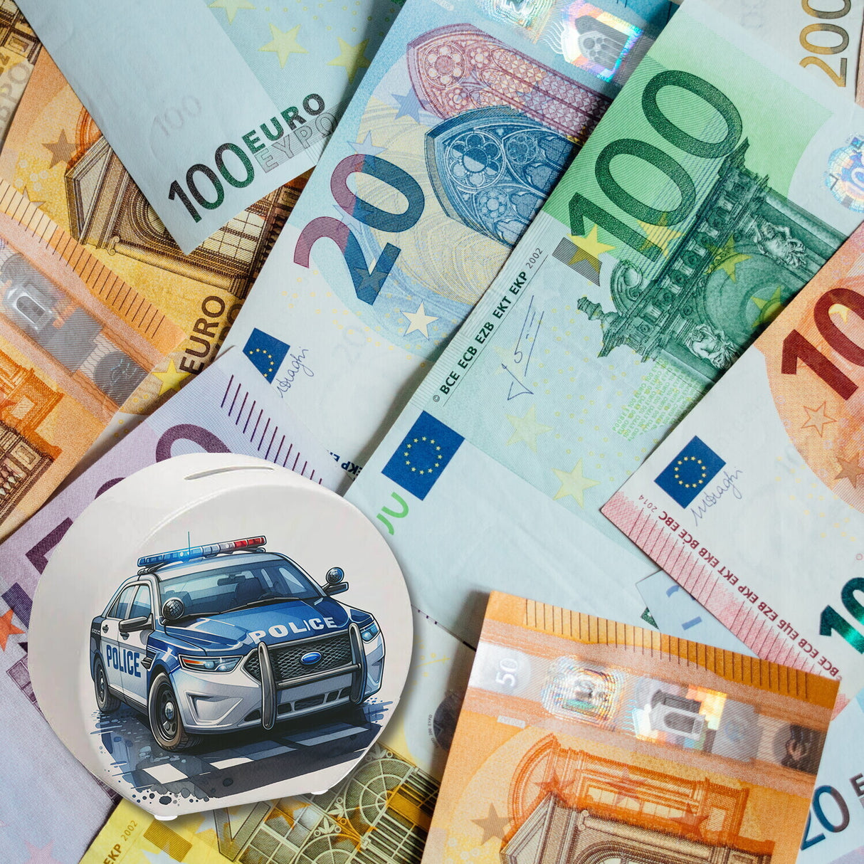 Polizeiauto mit Blaulicht Spardose