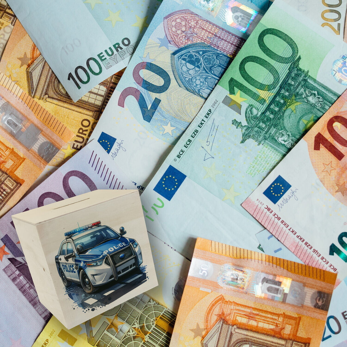 Polizeiauto mit Blaulicht Spardose
