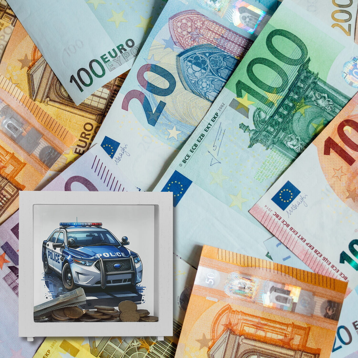 Polizeiauto mit Blaulicht Spardose