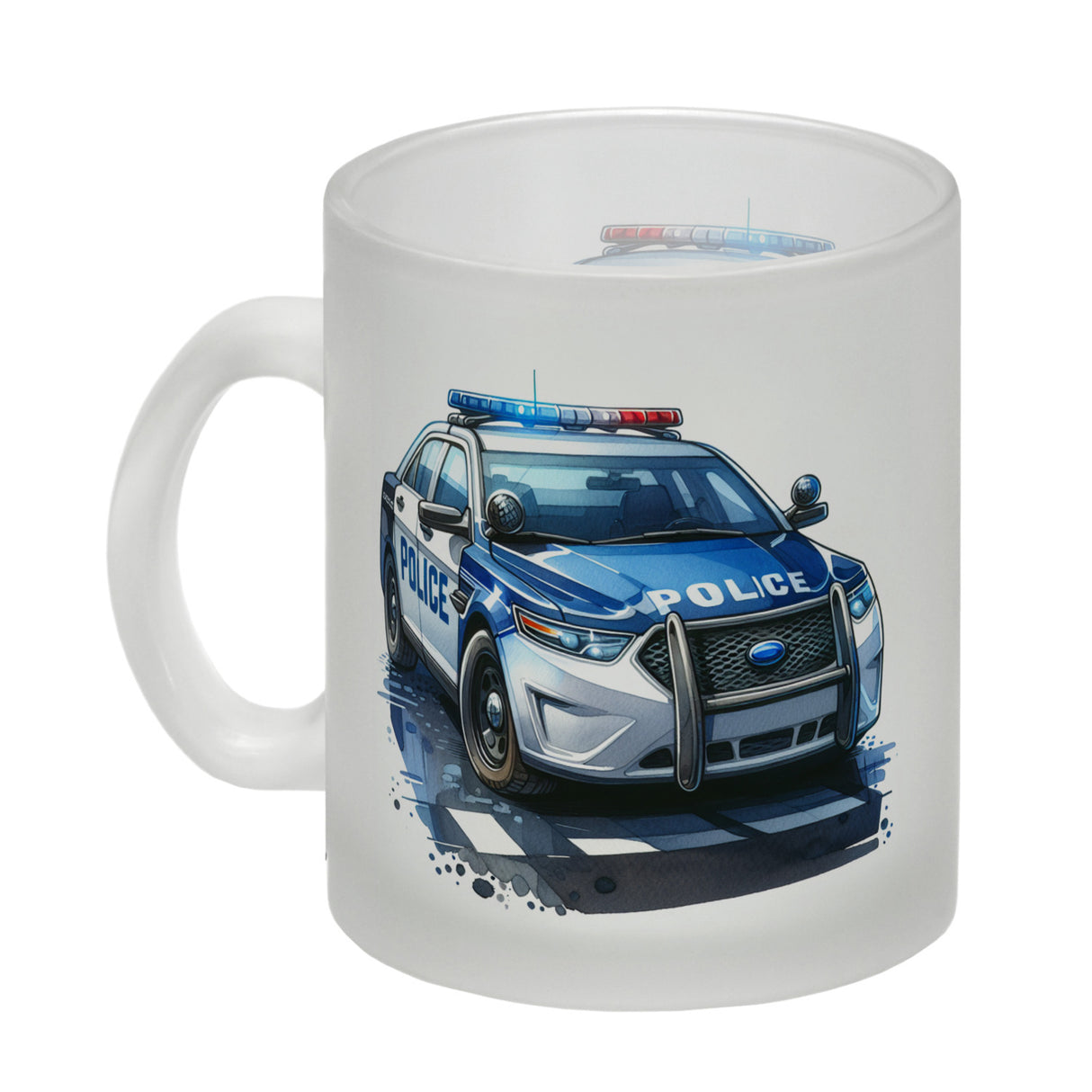Polizeiauto mit Blaulicht Kaffeebecher