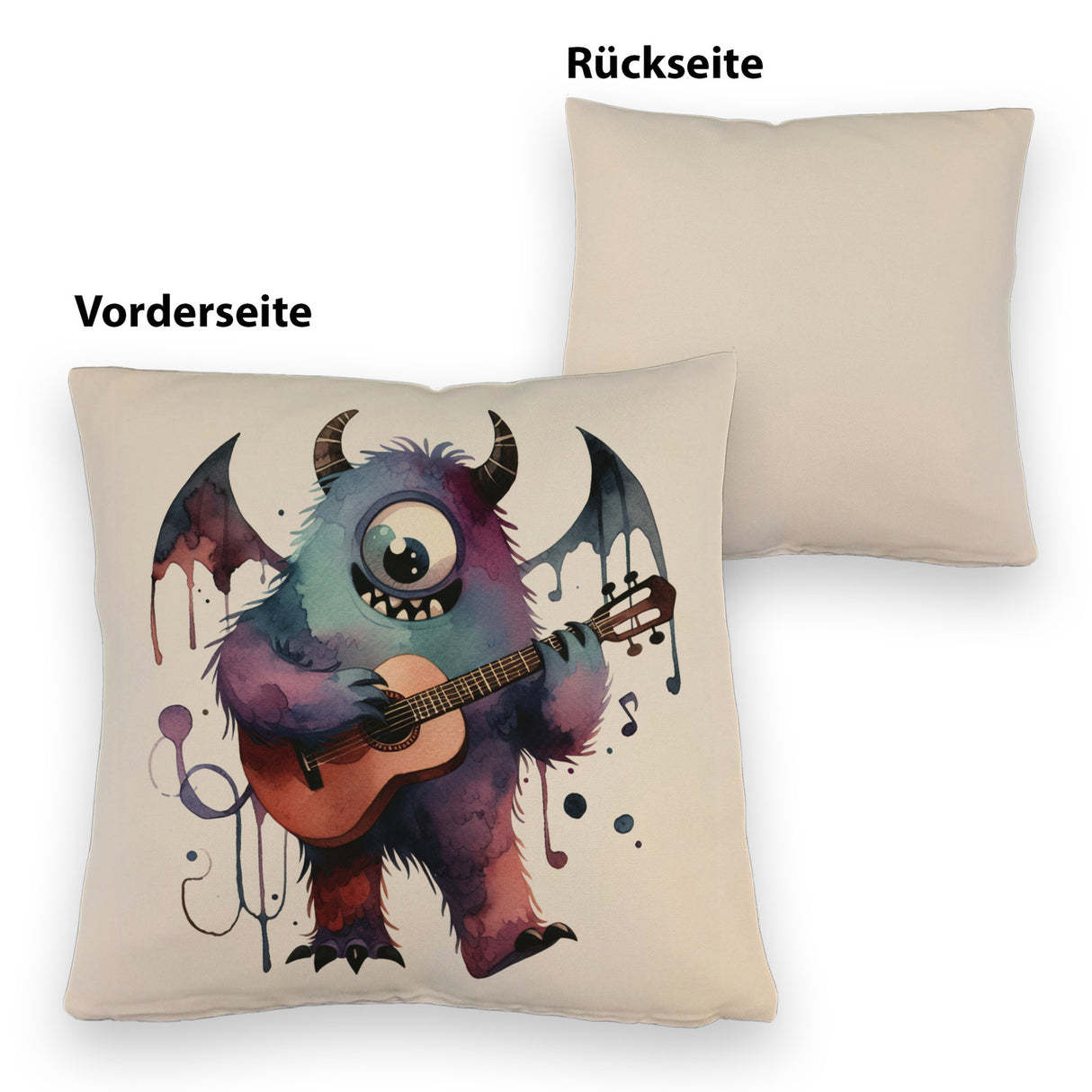 Niedliches Monster mit Gitarre Kissen