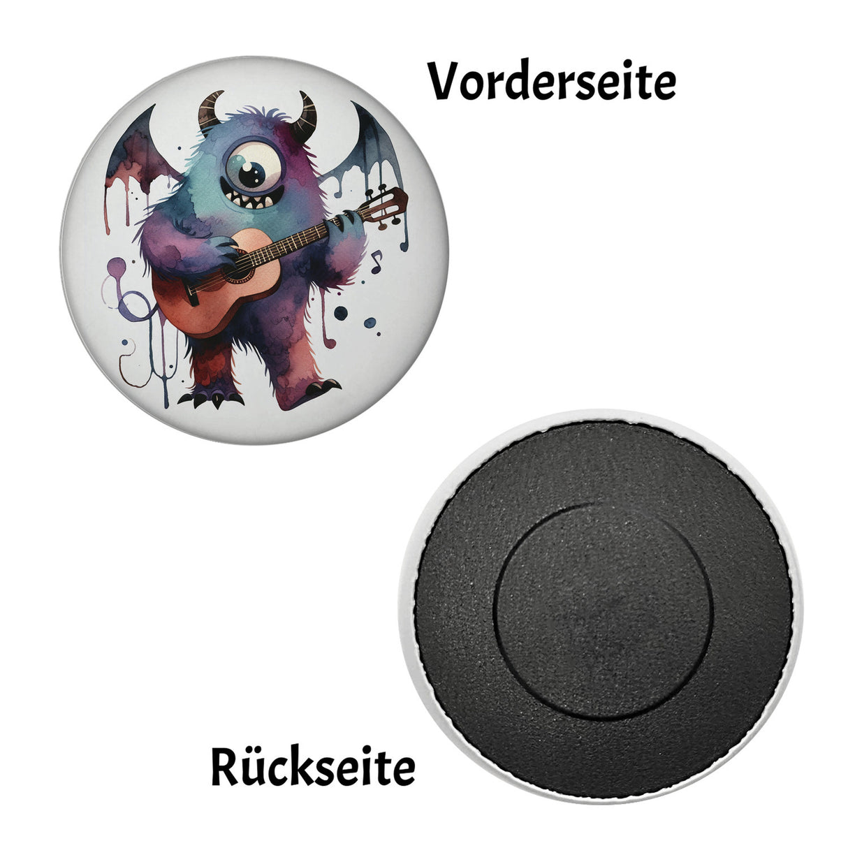 Freches Monster mit Gitarre Magnet rund