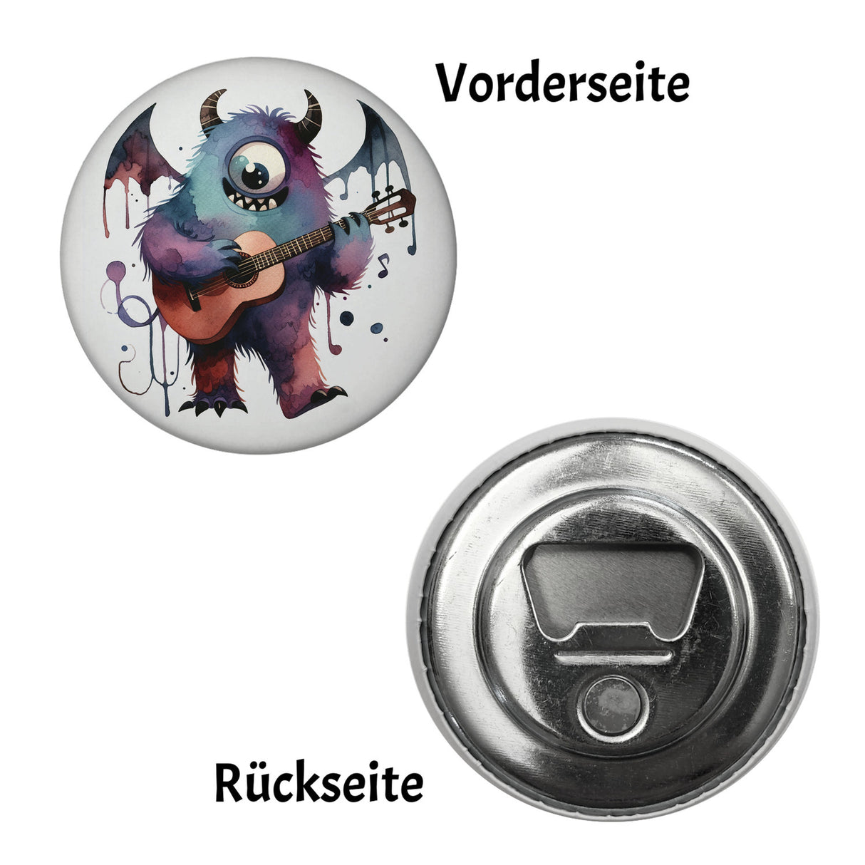 Freches Monster mit Gitarre Magnet rund