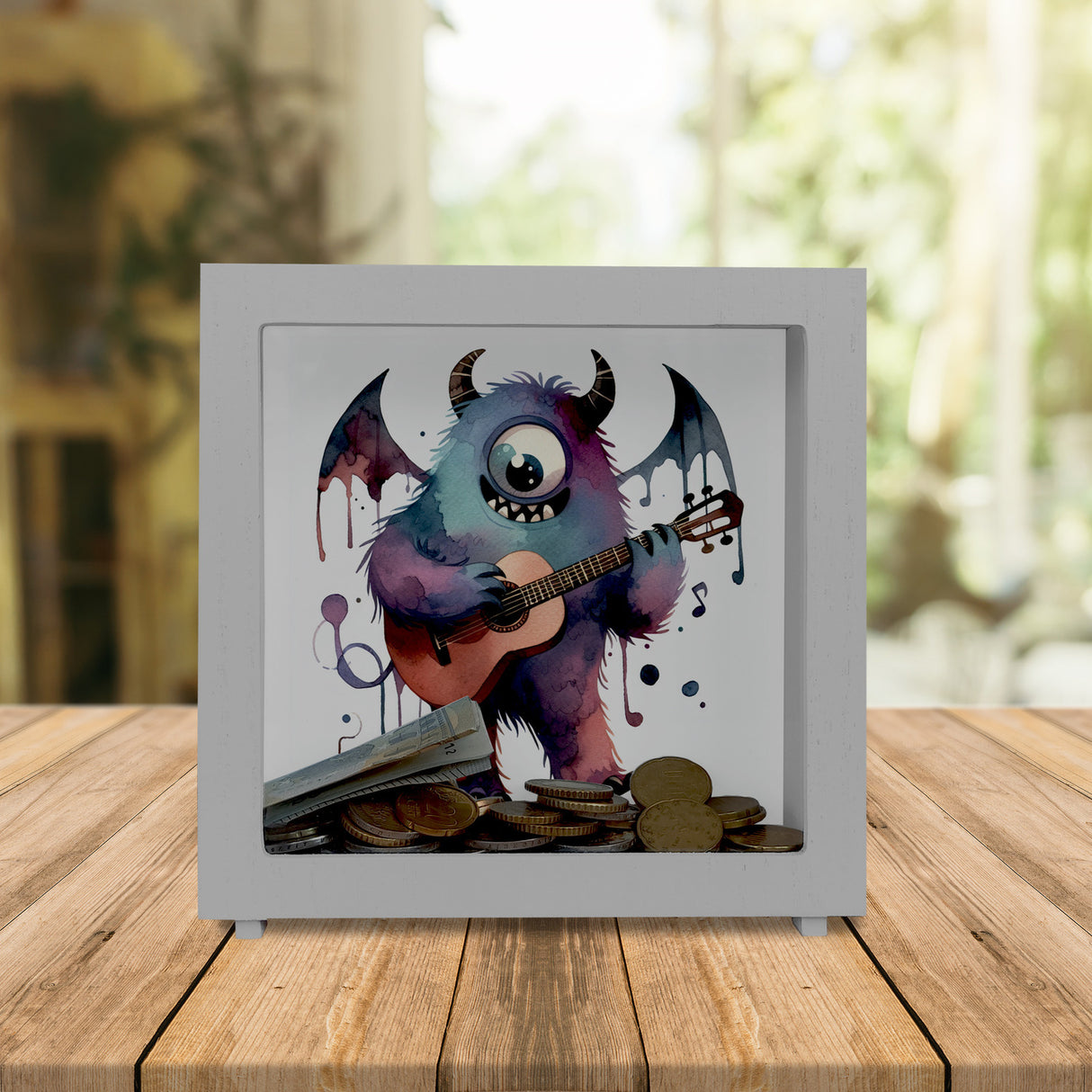 Freches Monster mit Gitarre Spardose