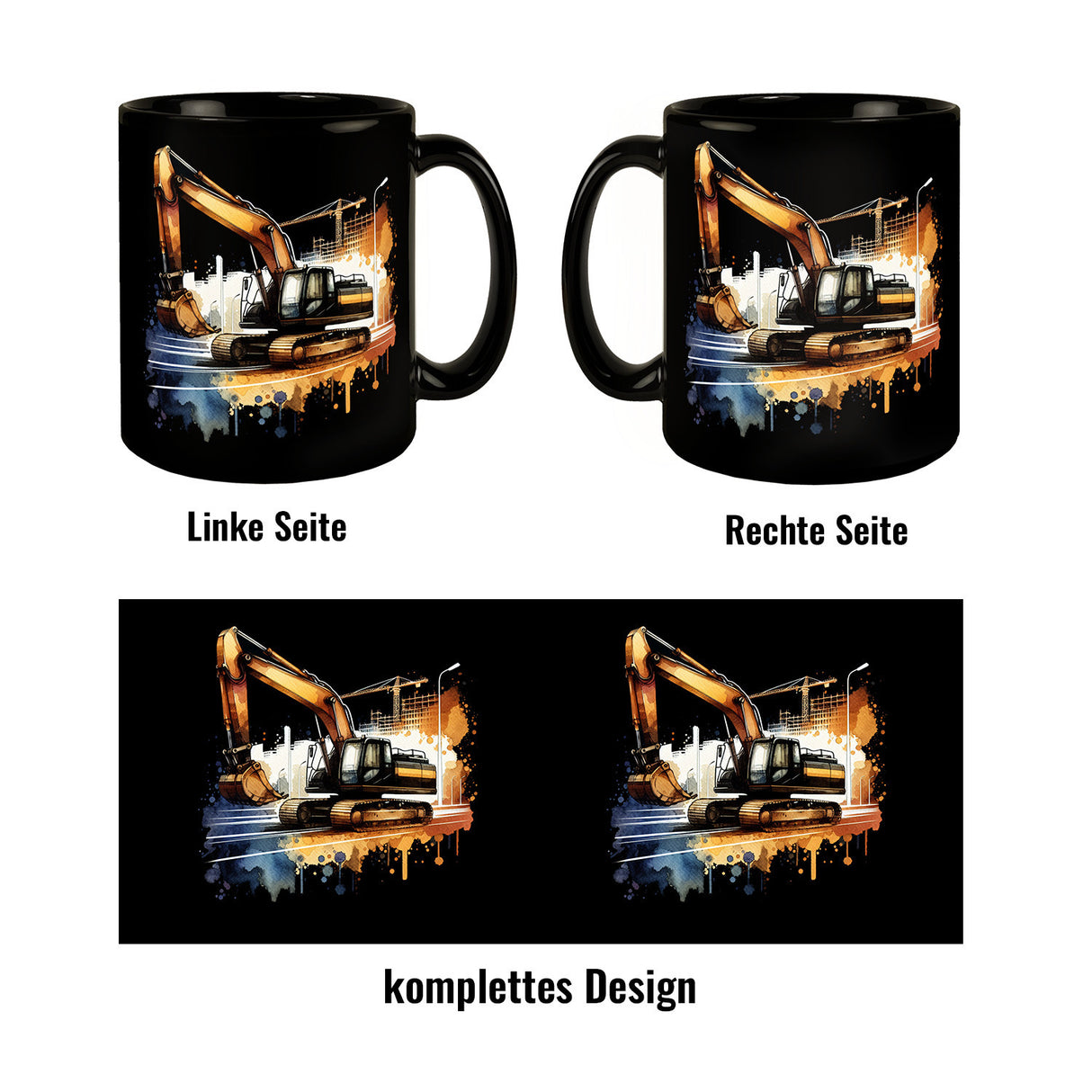 Bagger Tasse in Schwarz