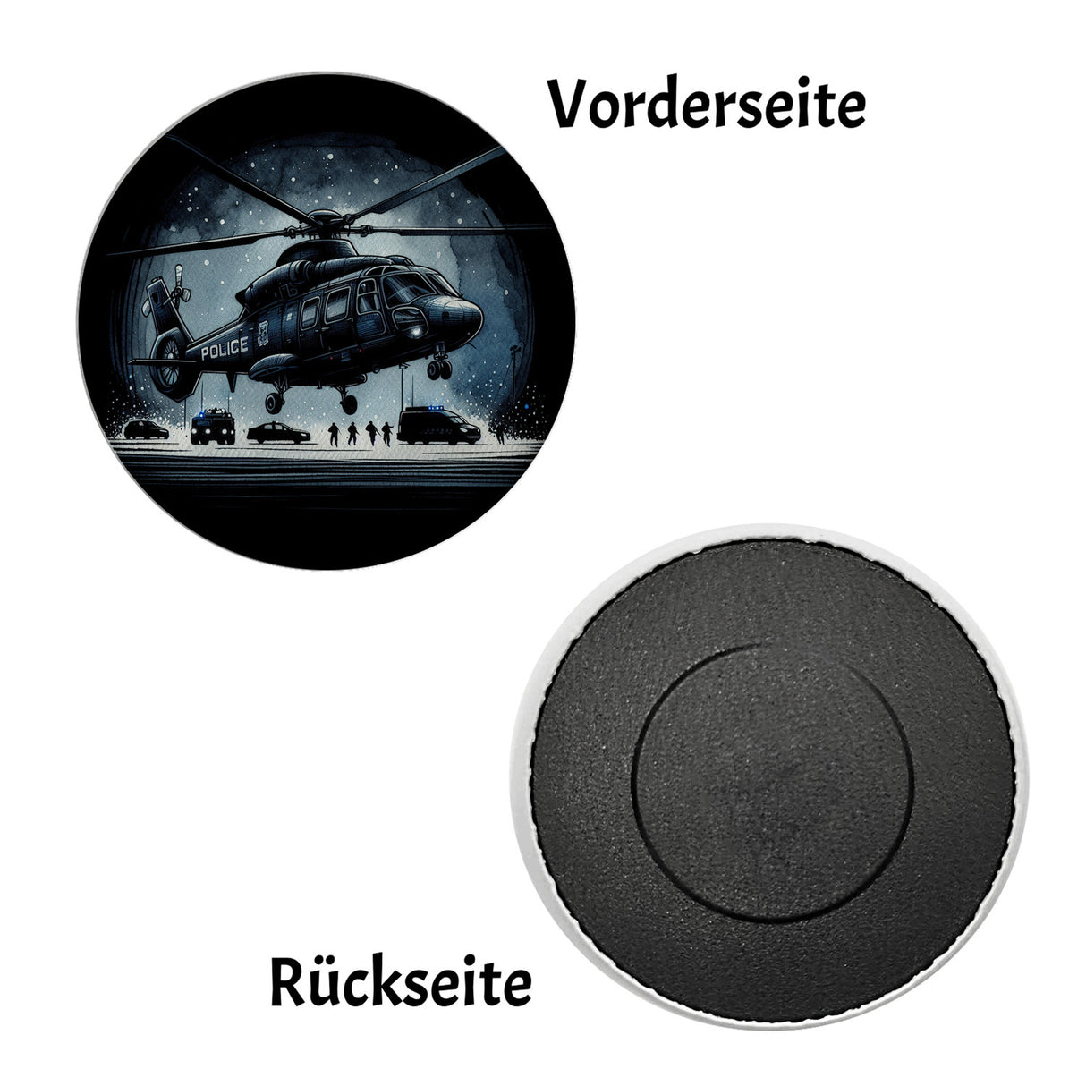Polizeihubschrauber Magnet rund