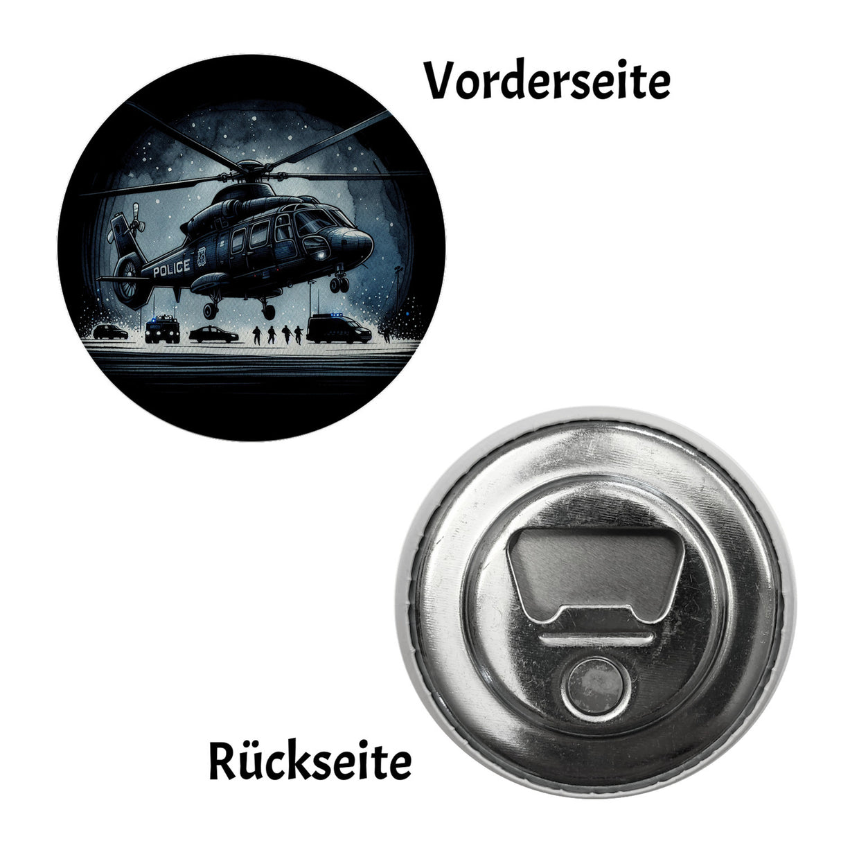Polizeihubschrauber Magnet rund