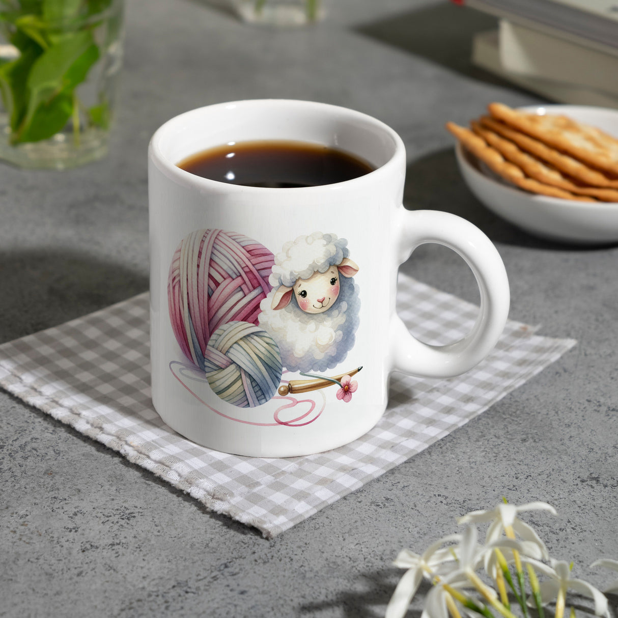 Schaf Wollknäuel Kaffeebecher