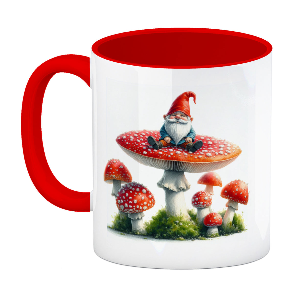 Gartenzwerg auf einem Fliegenpilz Kaffeebecher