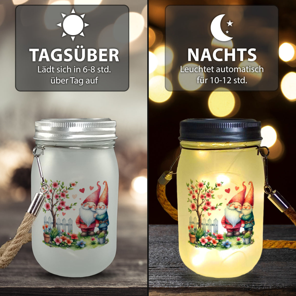 Verliebte Gartenzwerge Solarlicht