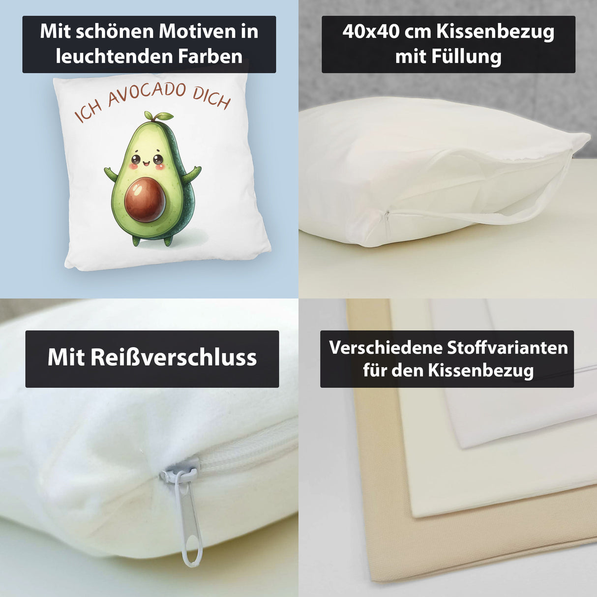 Avocado Kissen mit Spruch Ich Avocado dich