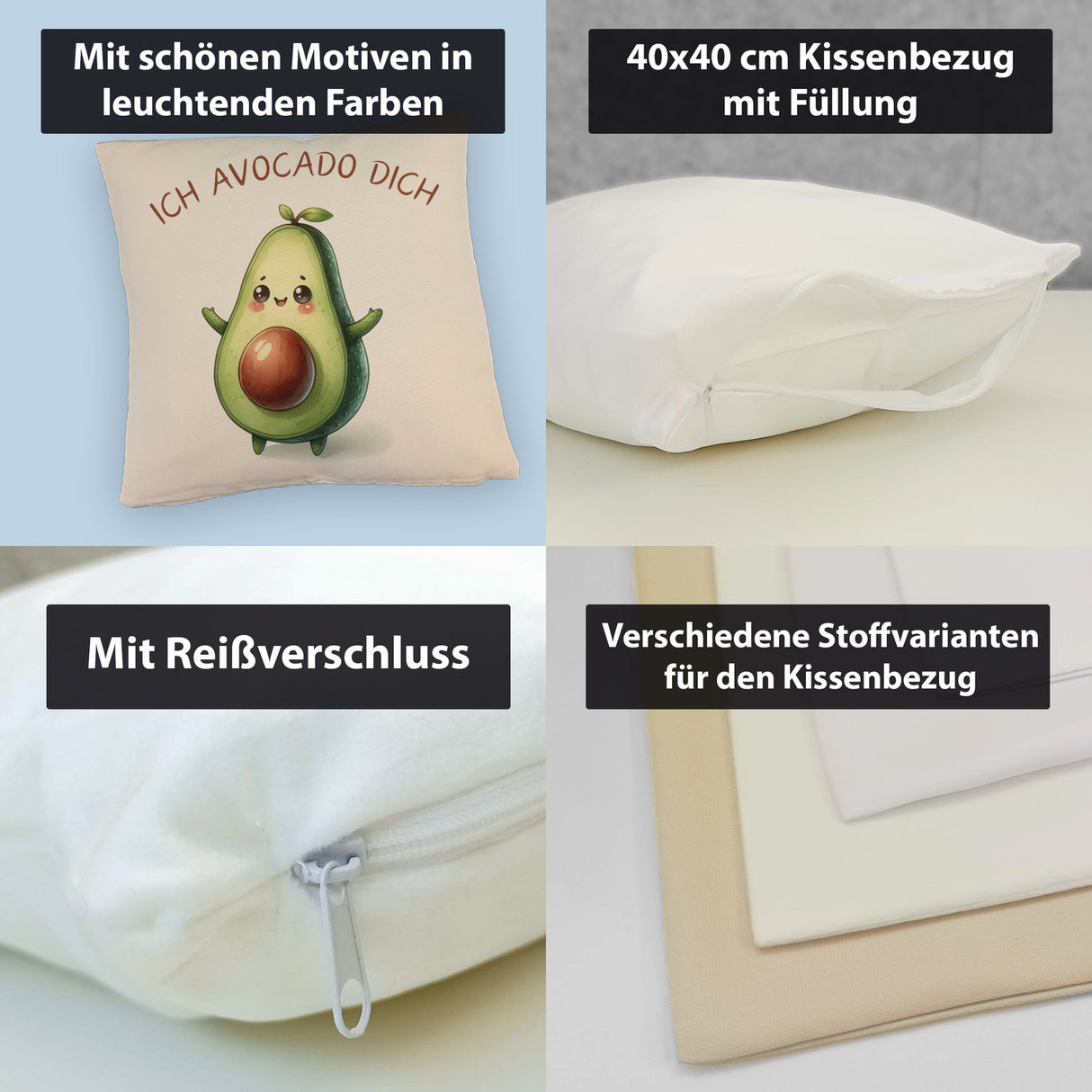 Avocado Kissen mit Spruch Ich Avocado dich
