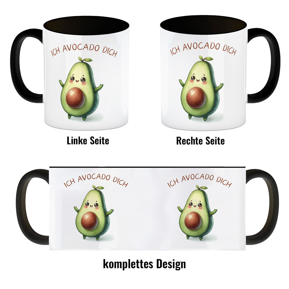 Avocado Kaffeebecher mit Spruch Ich Avocado dich