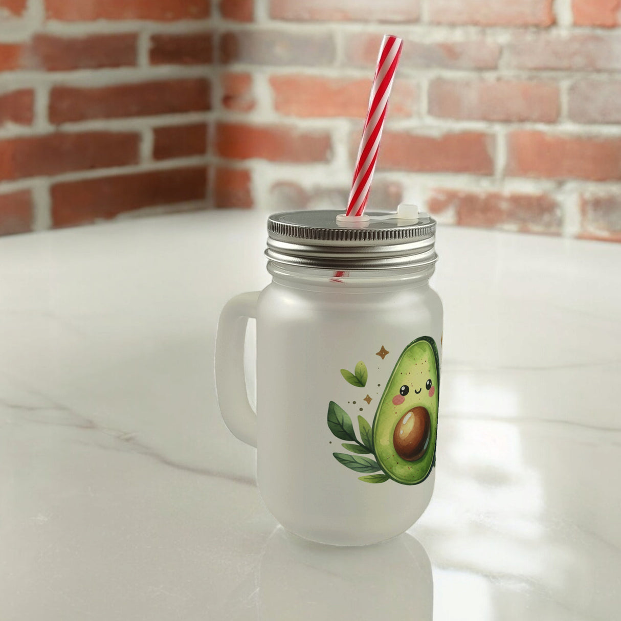 Avocado Trinkglas mit Bambusdeckel