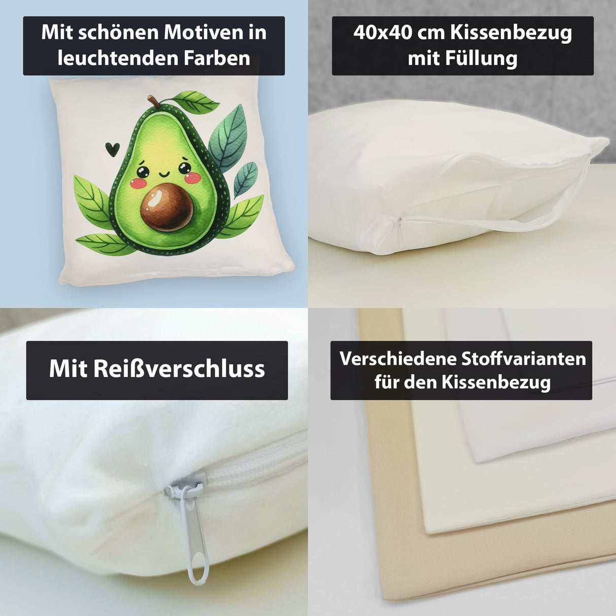 Lächelnde Avocado Kissen