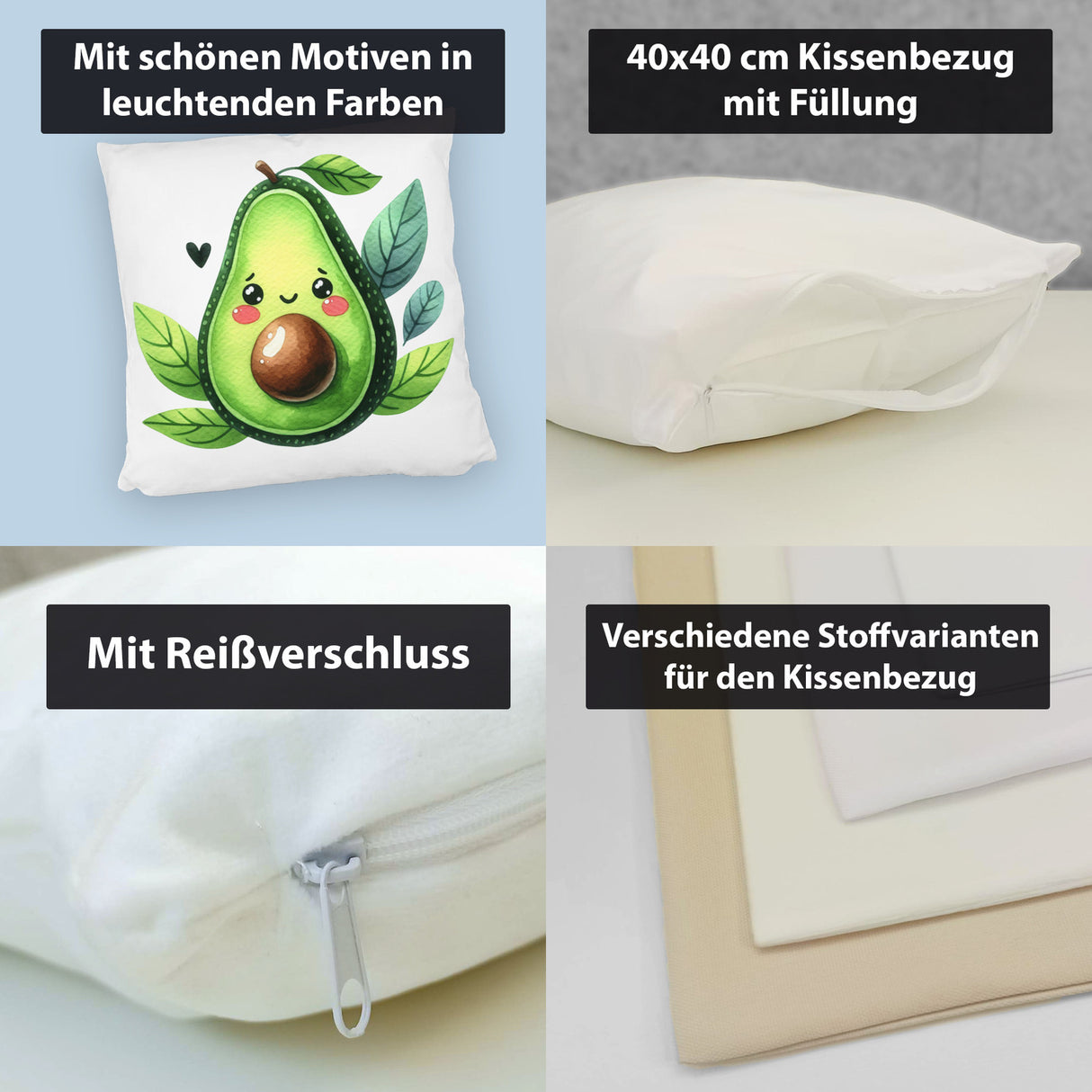 Lächelnde Avocado Kissen