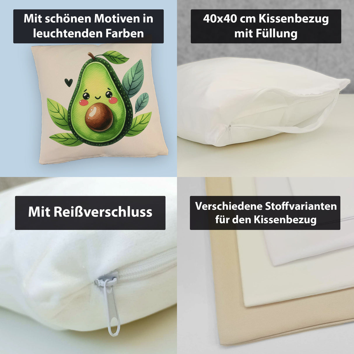 Lächelnde Avocado Kissen