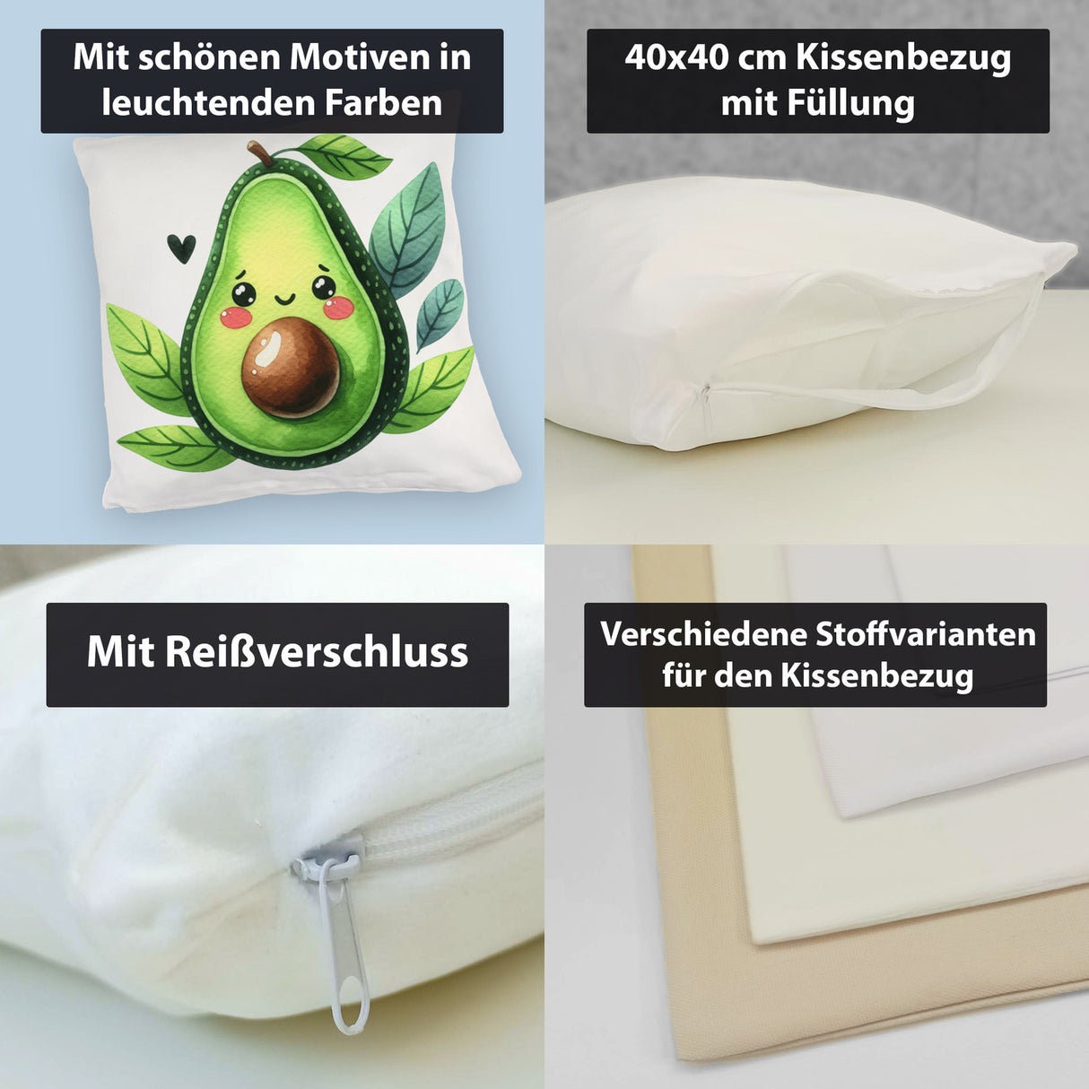 Lächelnde Avocado Kissen