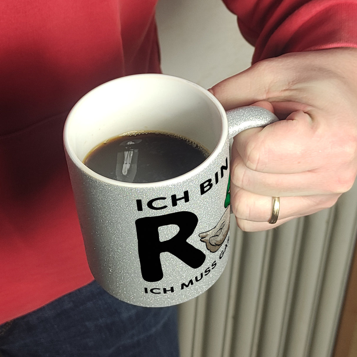 Ente Ruhestand Kaffeebecher mit Spruch Ich bin in R-Ente Ich muss gar nix