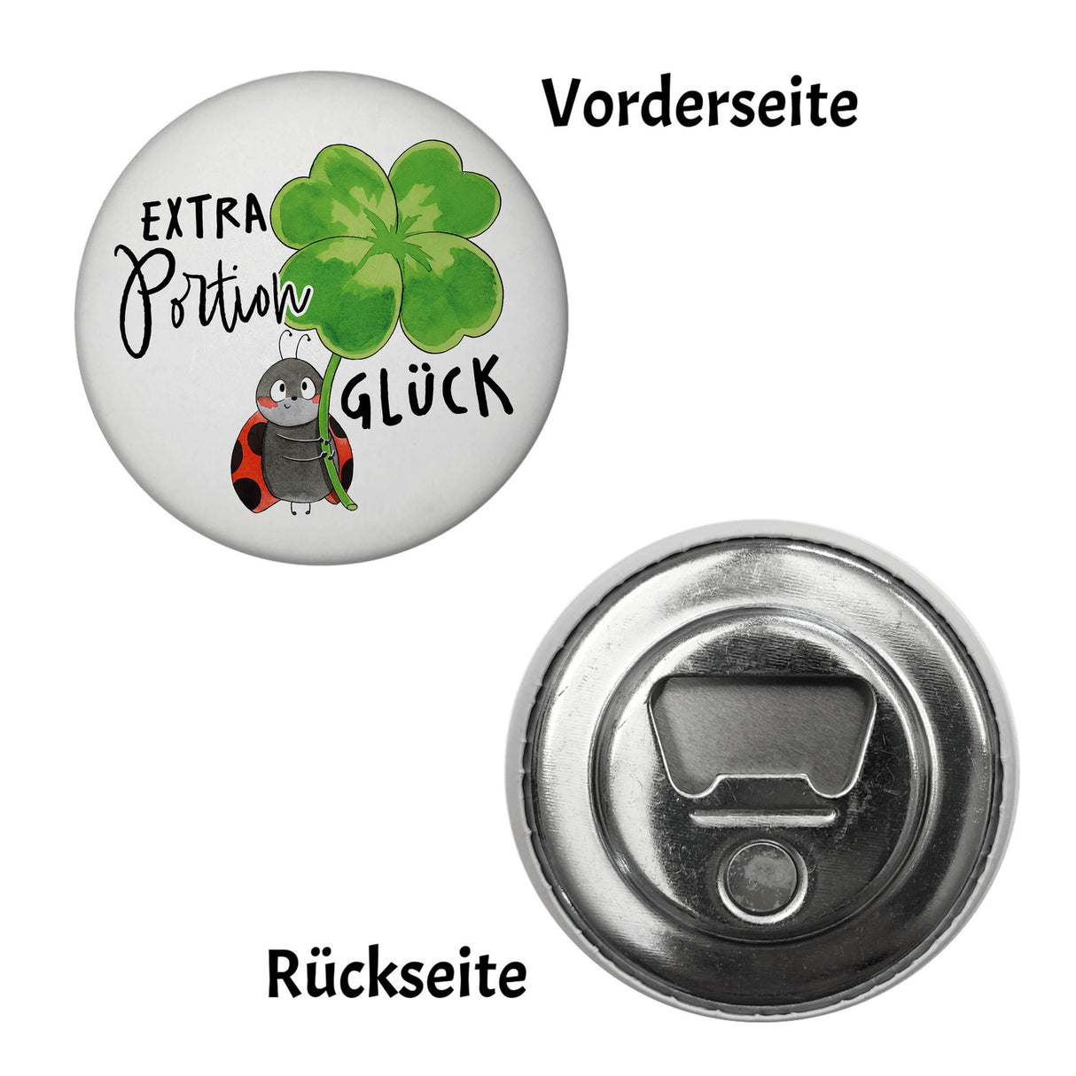 Marienkäfer Magnet rund mit Spruch Extra Portion Glück