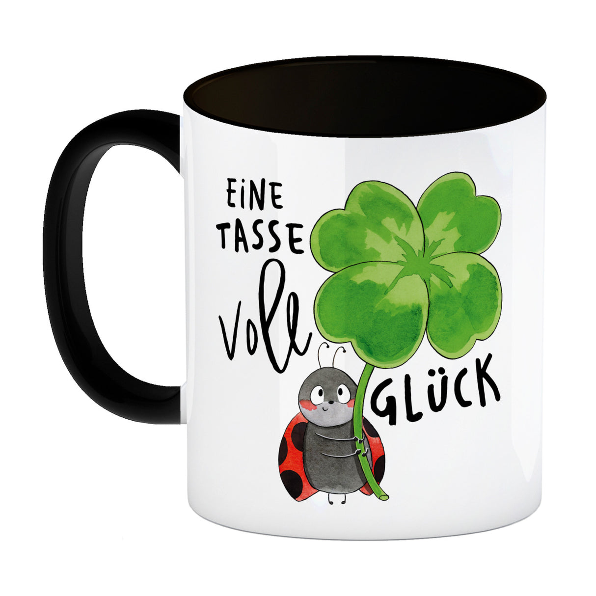 Marienkäfer Kaffeebecher mit Spruch Eine Tasse voll Glück
