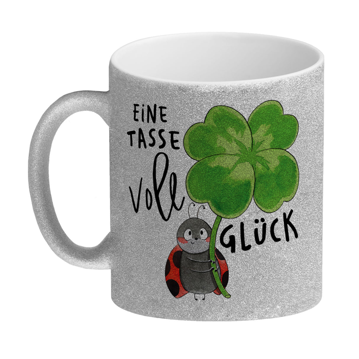 Marienkäfer Kaffeebecher mit Spruch Eine Tasse voll Glück